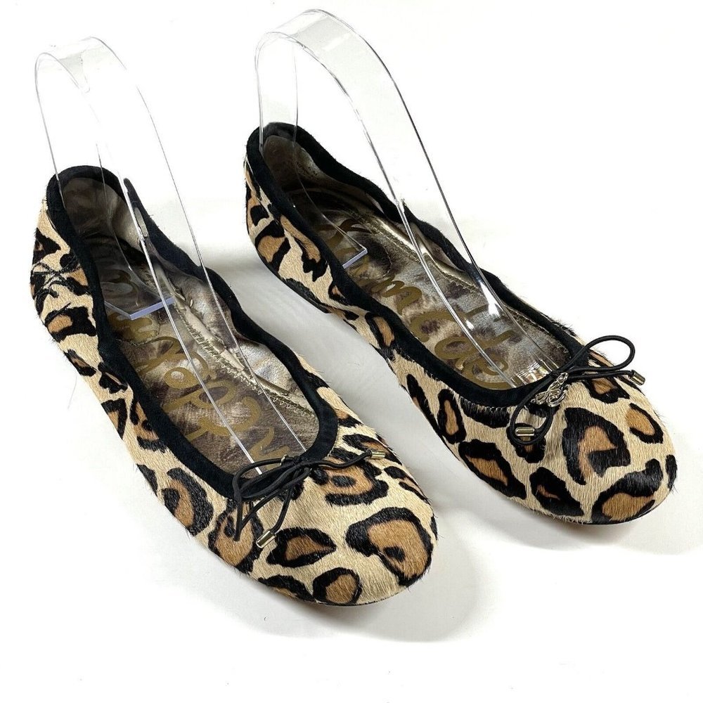 Sam Edelman Felicia Leopard Print Calf Hair Leather Ballet Flats Size 6 Slip On